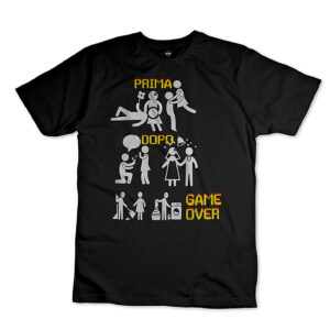 iMAGE T-shirt Sposo addio al celibato Prima dopo matrimonio game over