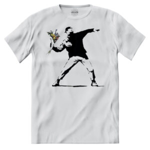 T-shirt Banksy Lancio di Fiori Murales Street Art