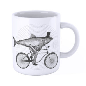 iMAGE Tazza Squalo Hipster in Biciletta Dandy